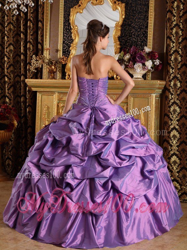 Ruche Appliques Pick-ups Lavender Sweet 16 Dresses Handmade Flowers