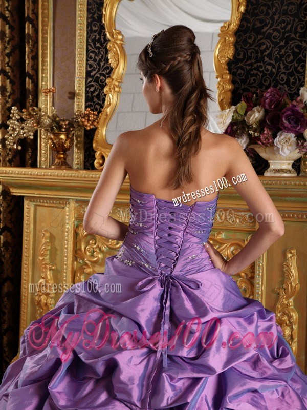 Ruche Appliques Pick-ups Lavender Sweet 16 Dresses Handmade Flowers
