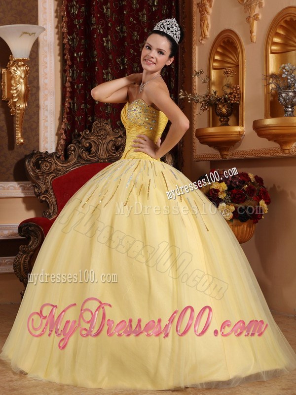 Yellow Cascading Ruffles Beaded Quinceanera Gowns Hot Sale