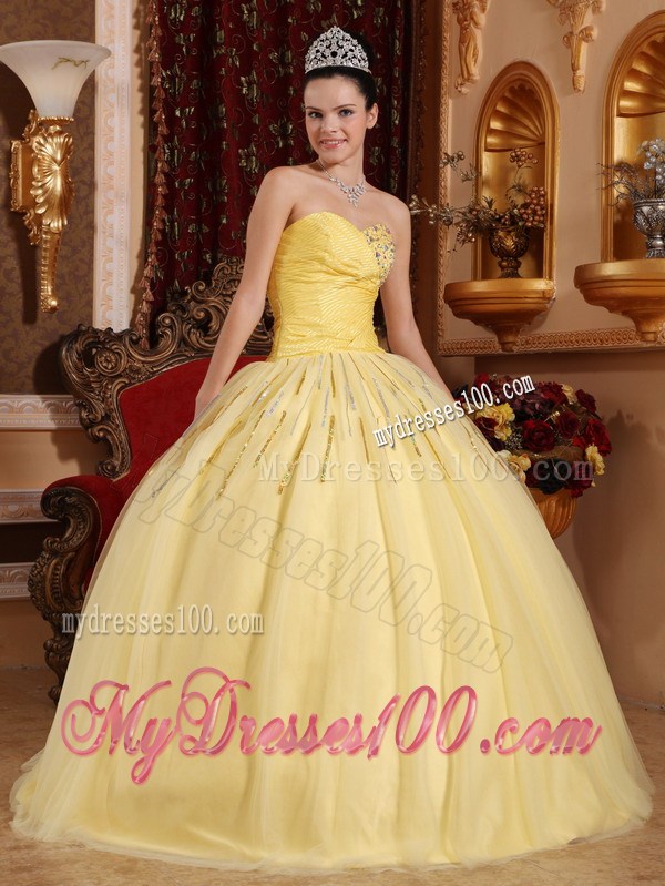 Yellow Cascading Ruffles Beaded Quinceanera Gowns Hot Sale