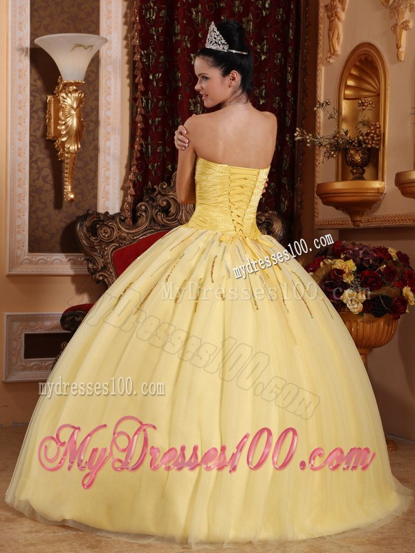 Yellow Cascading Ruffles Beaded Quinceanera Gowns Hot Sale