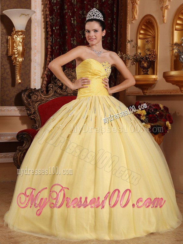 Yellow Cascading Ruffles Beaded Quinceanera Gowns Hot Sale