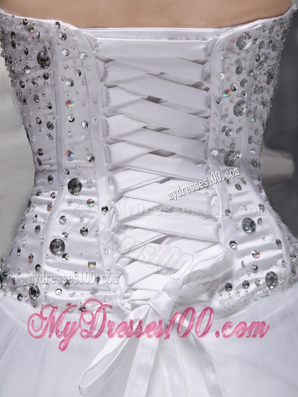 Newest Strapless Sweetheart Beading Quinceanera Dress in White
