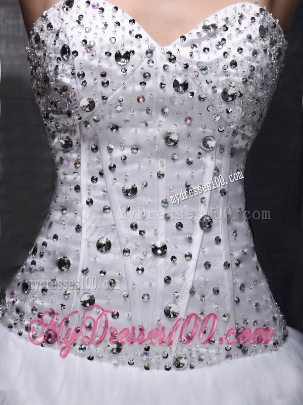 Newest Strapless Sweetheart Beading Quinceanera Dress in White