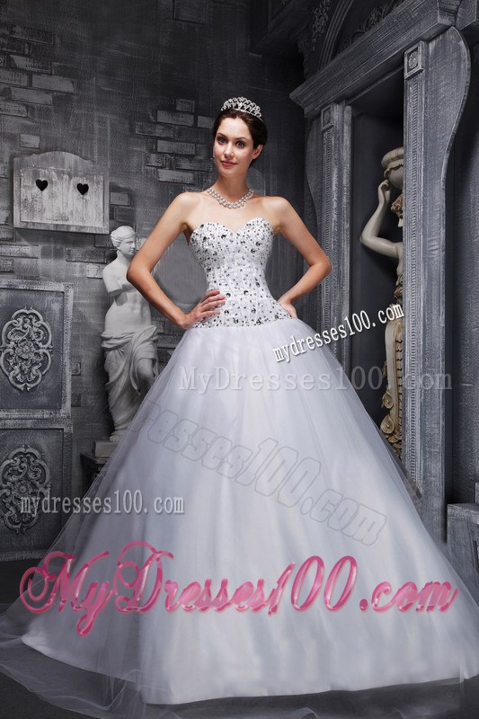 Newest Strapless Sweetheart Beading Quinceanera Dress in White