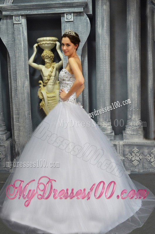 Newest Strapless Sweetheart Beading Quinceanera Dress in White