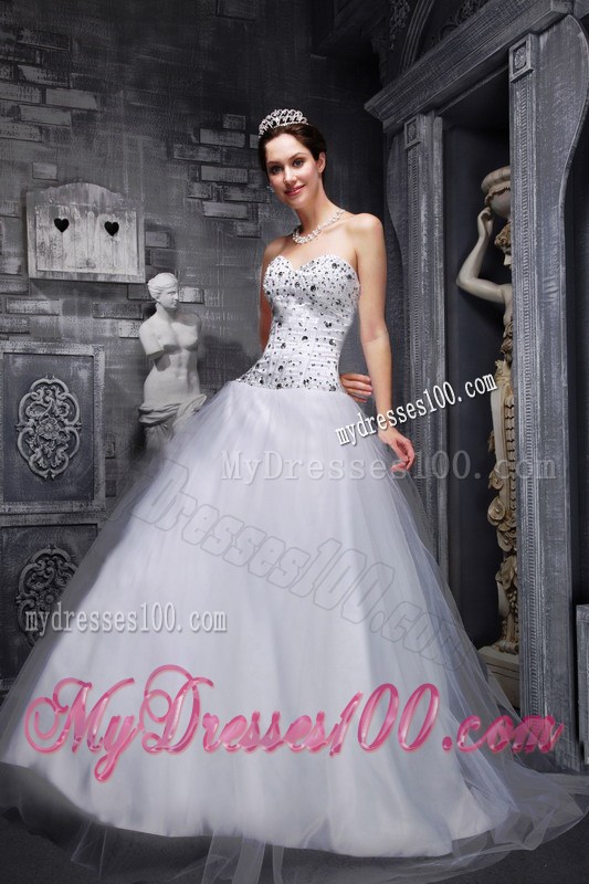 Newest Strapless Sweetheart Beading Quinceanera Dress in White