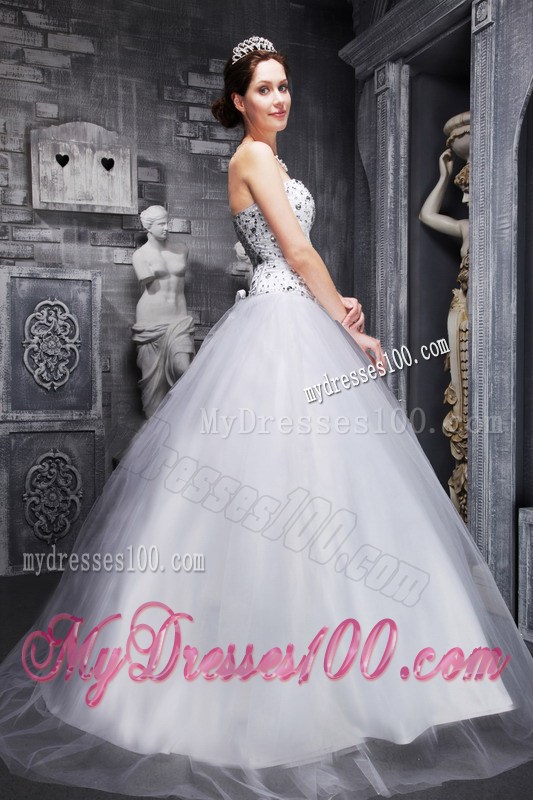 Newest Strapless Sweetheart Beading Quinceanera Dress in White