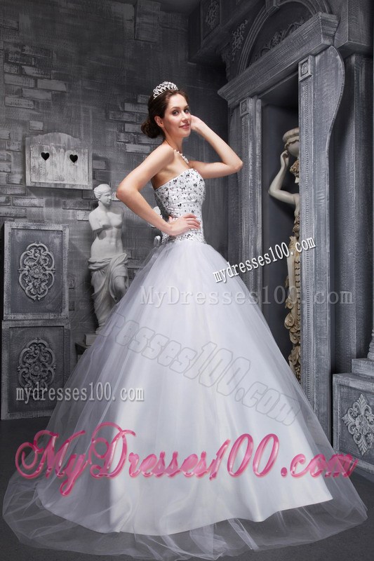 Newest Strapless Sweetheart Beading Quinceanera Dress in White