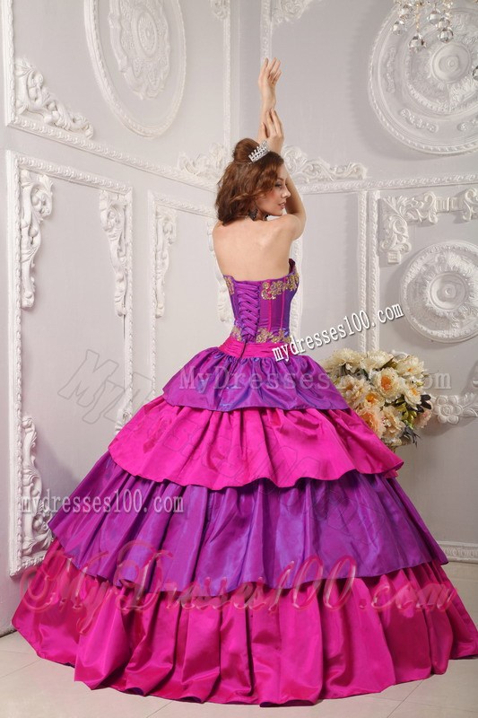 Extravagant Two-toned Corset Back Appliques Quinceanera Dresses