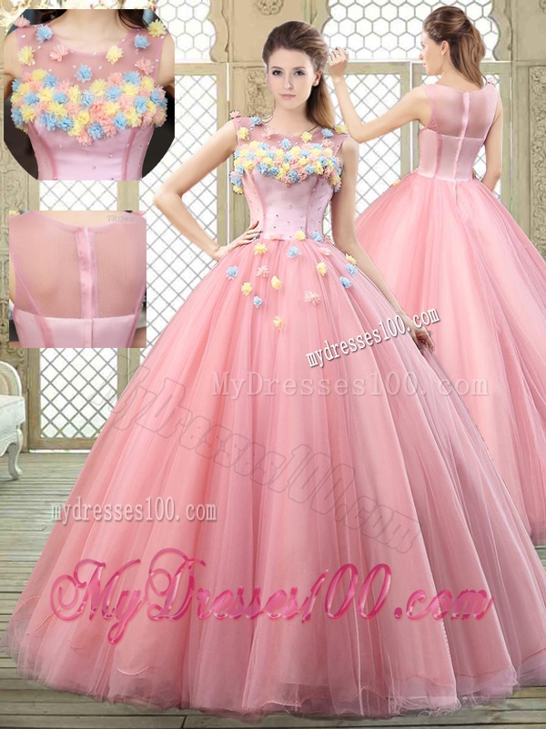 New Style Scoop Quinceanera Dresses with Zipper Up