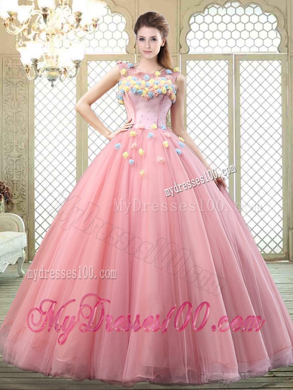 New Style Scoop Quinceanera Dresses with Zipper Up