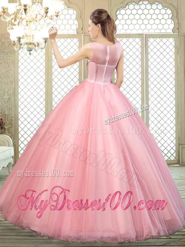 New Style Scoop Quinceanera Dresses with Zipper Up