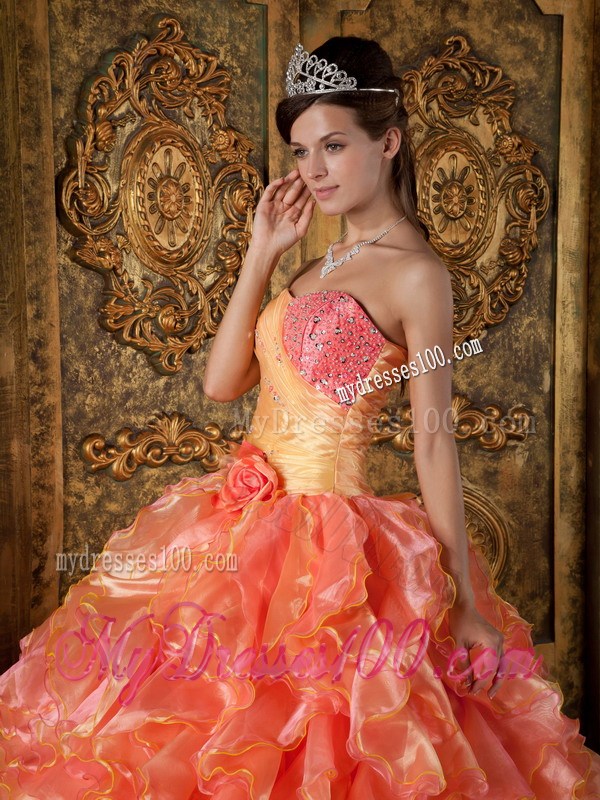 Ruffles Beading Multi-color Quinceanera Dresses with Handmade Flower
