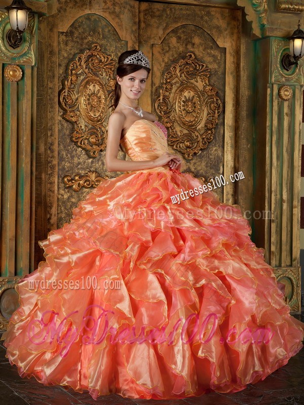 Ruffles Beading Multi-color Quinceanera Dresses with Handmade Flower