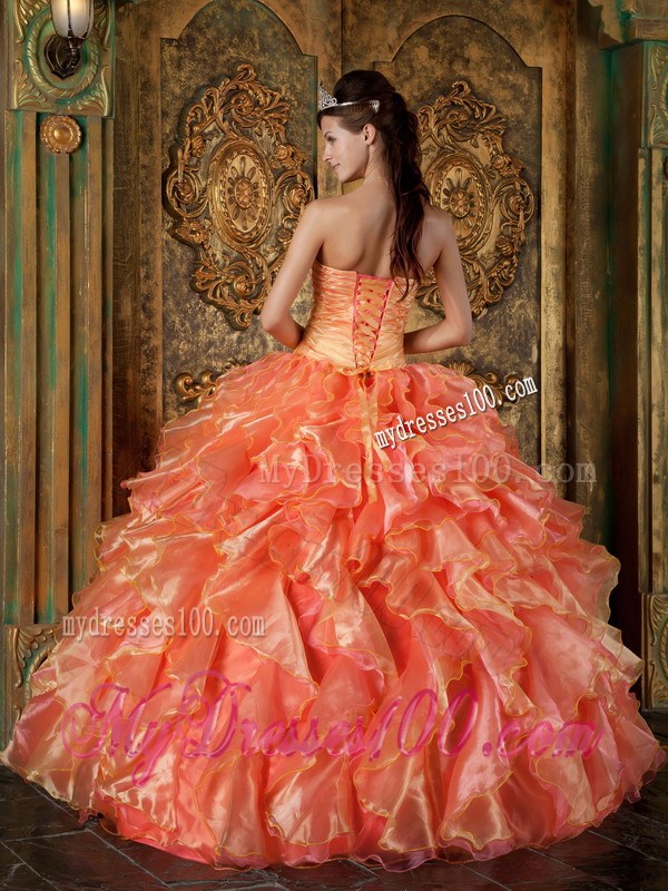 Ruffles Beading Multi-color Quinceanera Dresses with Handmade Flower
