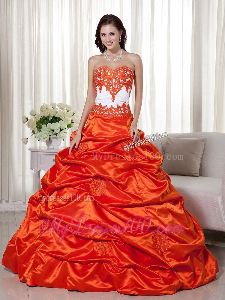 Ruffles Appliques Sweetheart Orange Quinceanera Dresses in the Mainstream