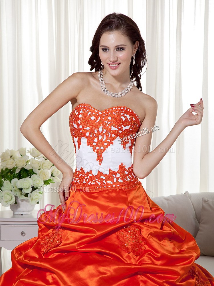 Ruffles Appliques Sweetheart Orange Quinceanera Dresses in the Mainstream
