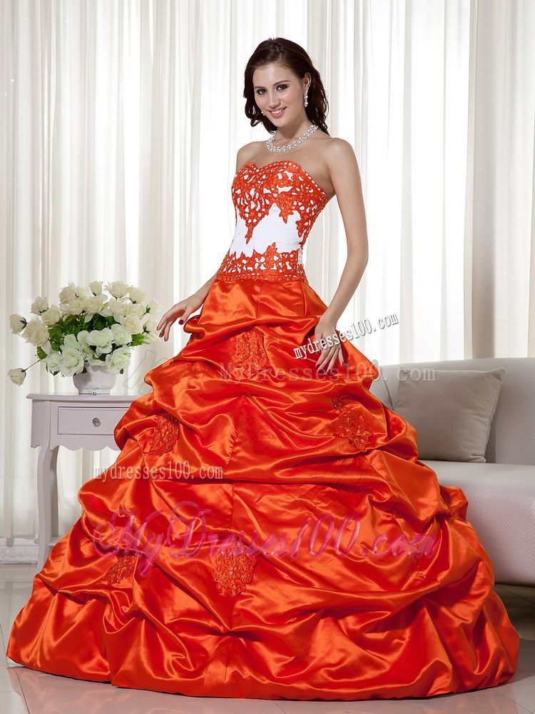 Ruffles Appliques Sweetheart Orange Quinceanera Dresses in the Mainstream