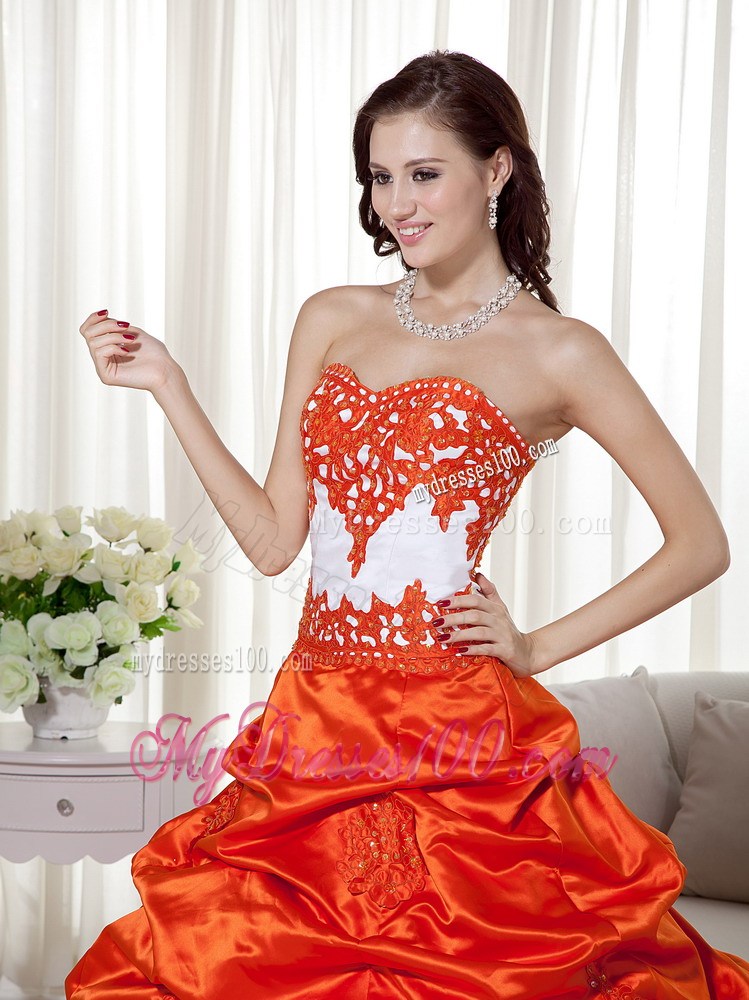 Ruffles Appliques Sweetheart Orange Quinceanera Dresses in the Mainstream