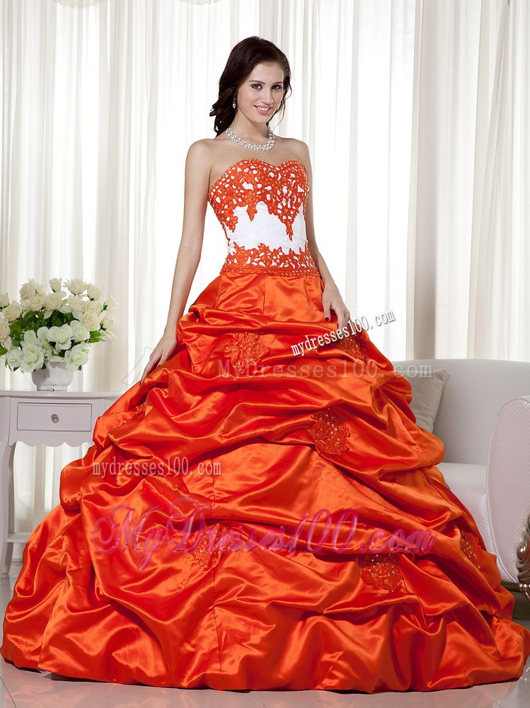 Ruffles Appliques Sweetheart Orange Quinceanera Dresses in the Mainstream