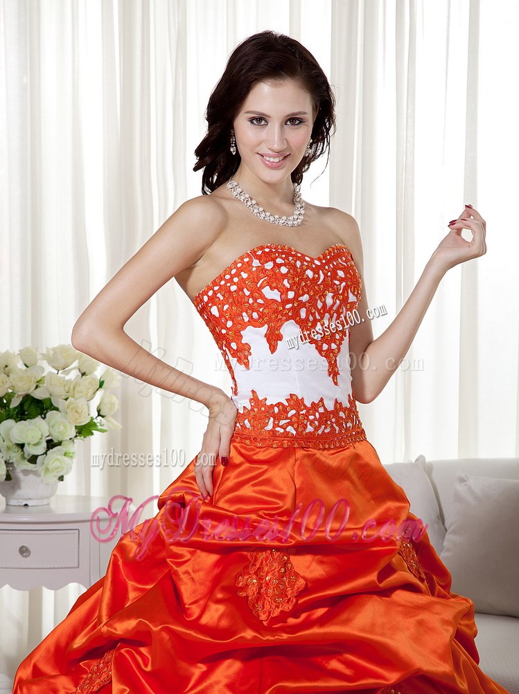 Ruffles Appliques Sweetheart Orange Quinceanera Dresses in the Mainstream