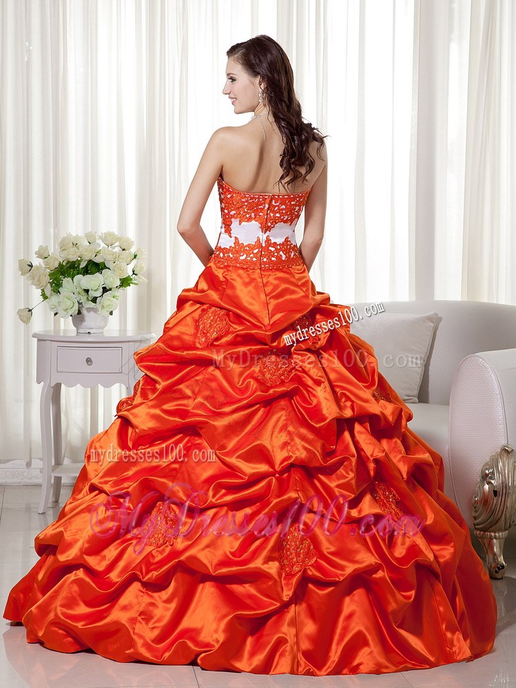 Ruffles Appliques Sweetheart Orange Quinceanera Dresses in the Mainstream
