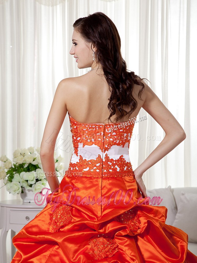 Ruffles Appliques Sweetheart Orange Quinceanera Dresses in the Mainstream