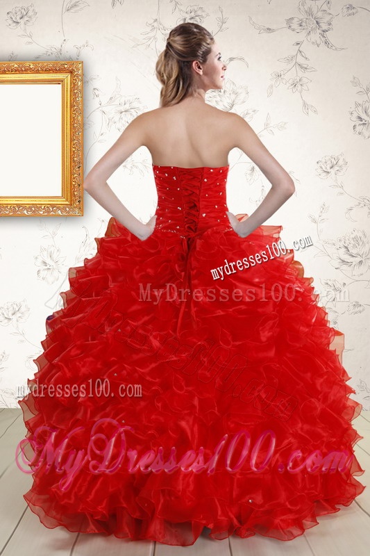 Pretty Ball Gown Sweetheart Red Quinceanera Dresses with Beading