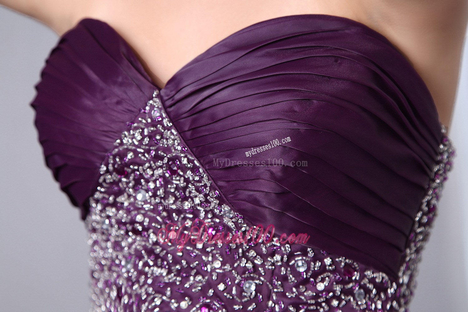 Charming Purple Rolling Flowers Beaded Ruche Sweet 15 16 Party Dresses