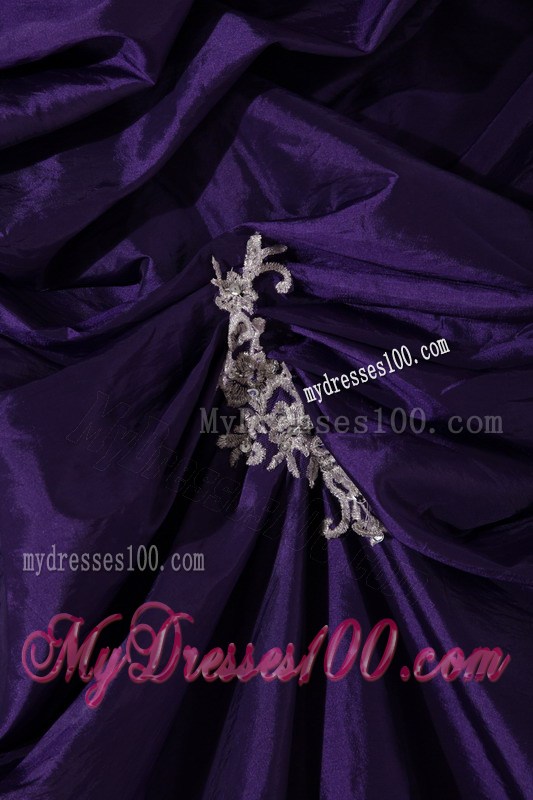 Ruche Appliques Pick-ups Purple Sweet 15 16 Party Dresses Ball Gown