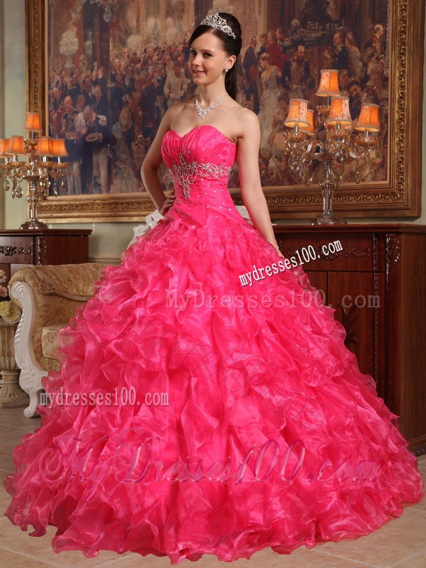 Fashionable Beaded Sweetheart Fitted Red Quinceanera Dresses Ruffles