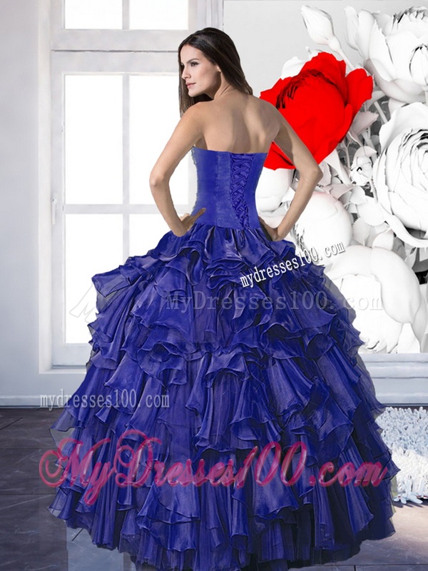 Remarkable 2016 Appliques and Ruffles Quinceanera Dresses in Royal Blue