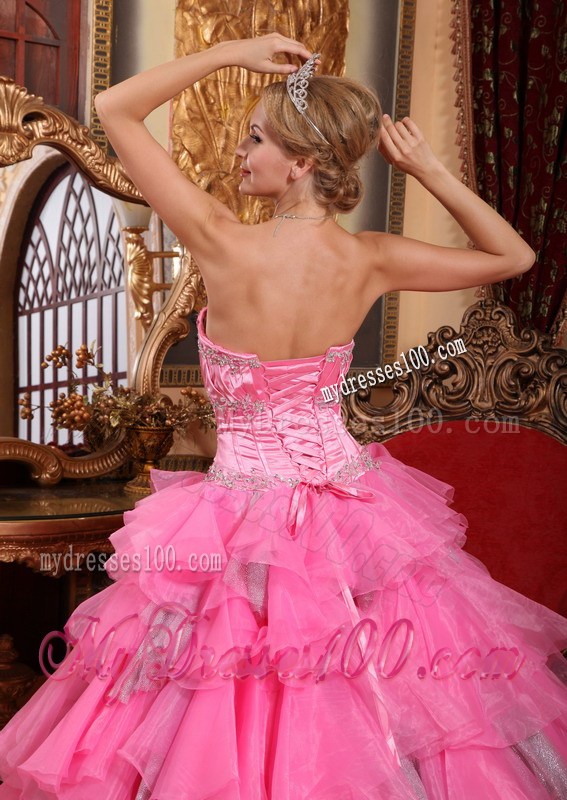 Ruffle-layers Sweetheart Corset Back Sweet 15 Dresses with Beading
