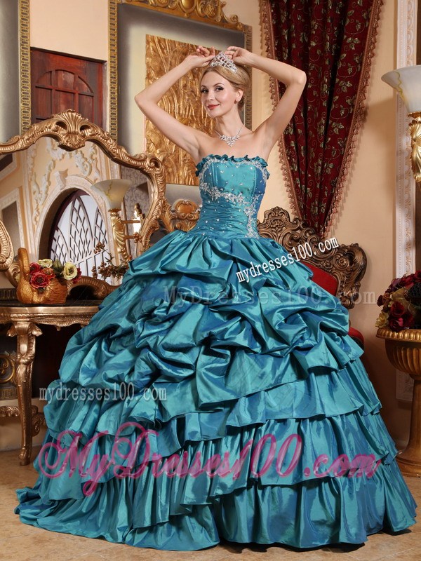 Ruffle Layers Appliques Lace-up Back Quinceanera Dresses Pick-ups