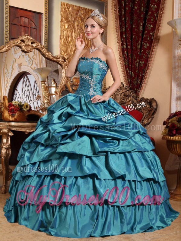 Ruffle Layers Appliques Lace-up Back Quinceanera Dresses Pick-ups