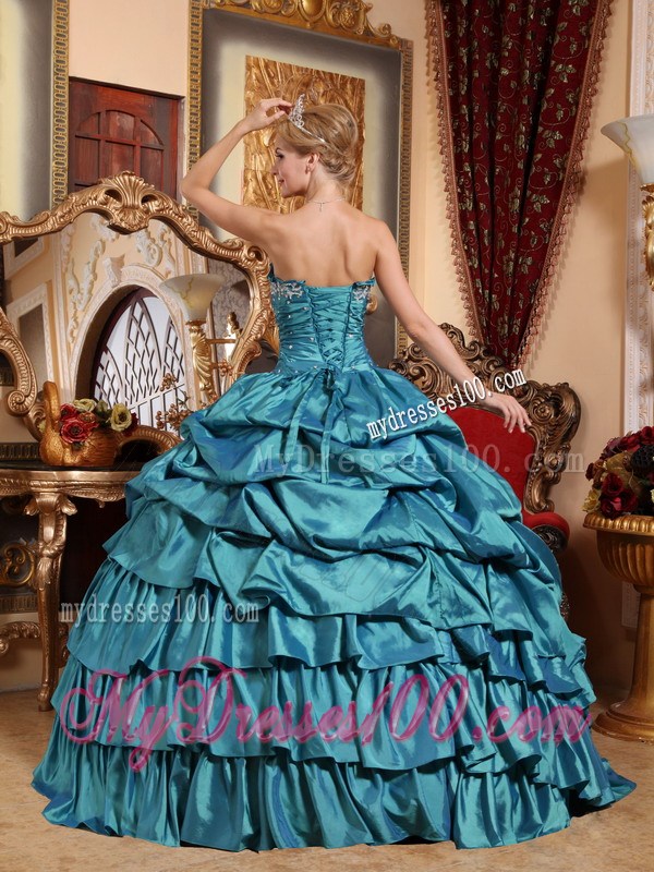 Ruffle Layers Appliques Lace-up Back Quinceanera Dresses Pick-ups