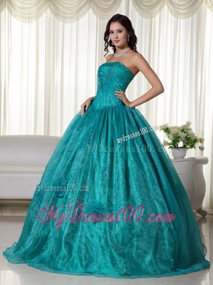 Turqoise Pleated Beading Ball Gown Quinceanera Dresses On Sale