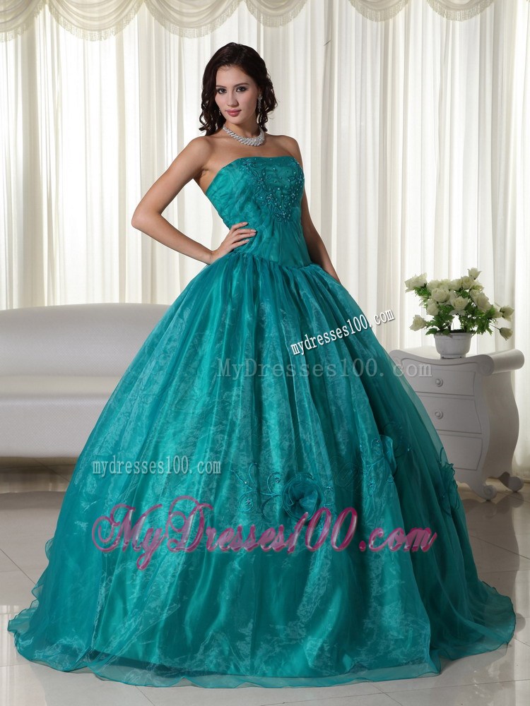 Turqoise Pleated Beading Ball Gown Quinceanera Dresses On Sale