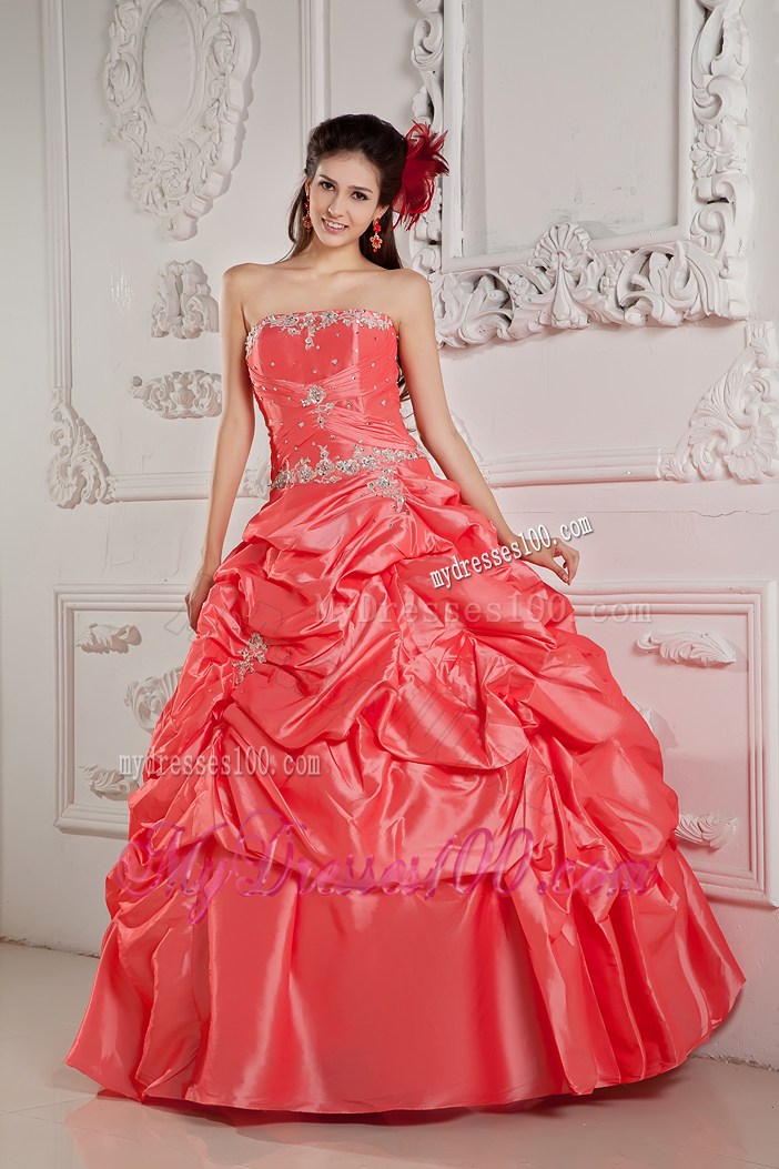 Famous Watermelon Appliques Pick Ups Sweet Sixteen Dresses