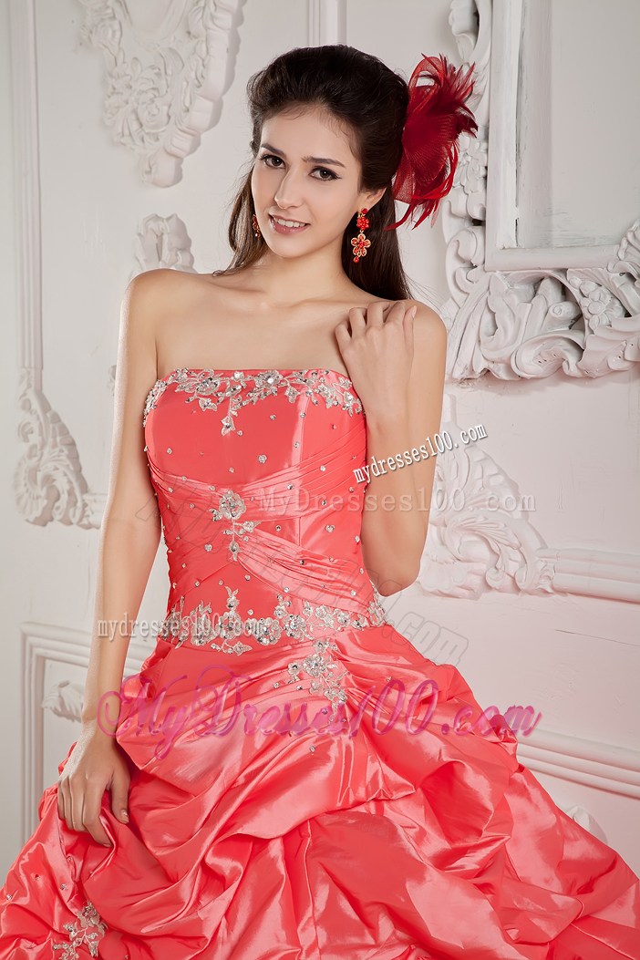 Famous Watermelon Appliques Pick Ups Sweet Sixteen Dresses