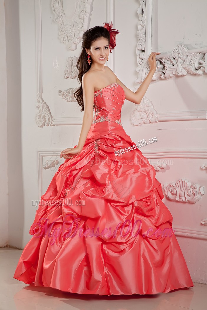 Famous Watermelon Appliques Pick Ups Sweet Sixteen Dresses