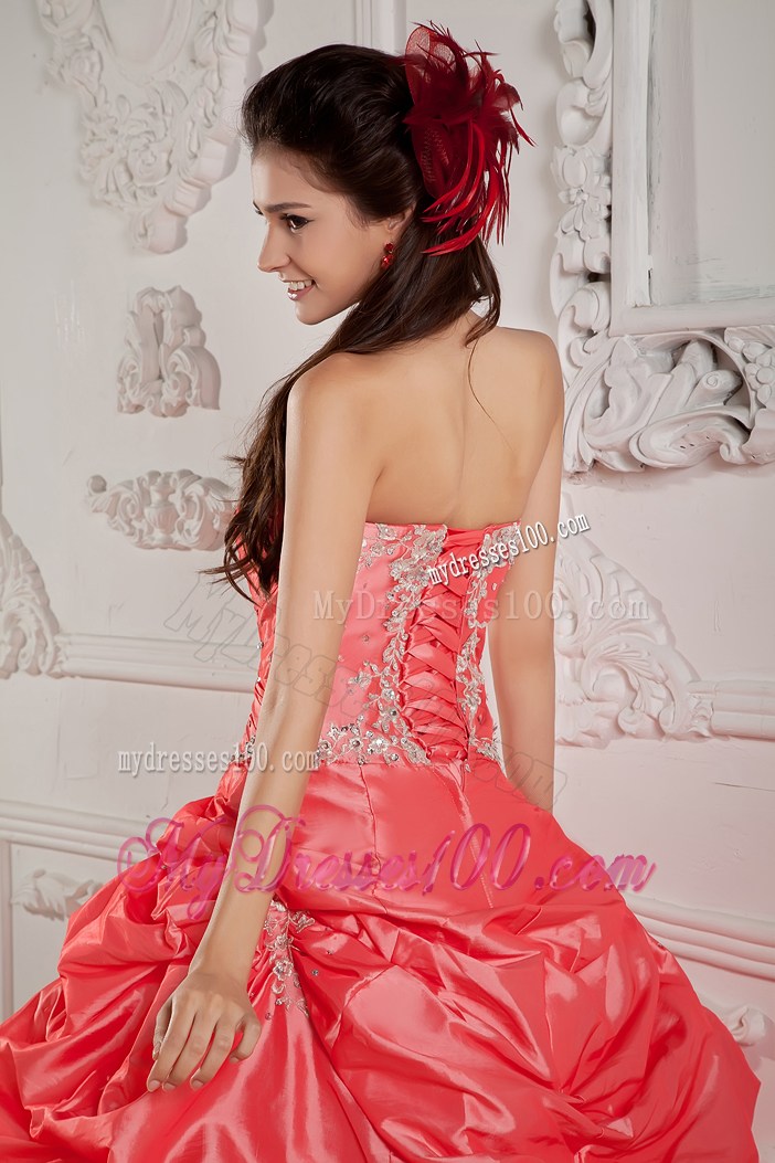 Famous Watermelon Appliques Pick Ups Sweet Sixteen Dresses