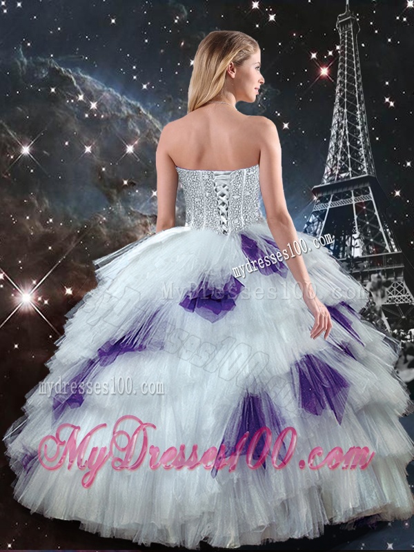 Gorgeous Sweetheart White Quinceanera Dresses with Beading