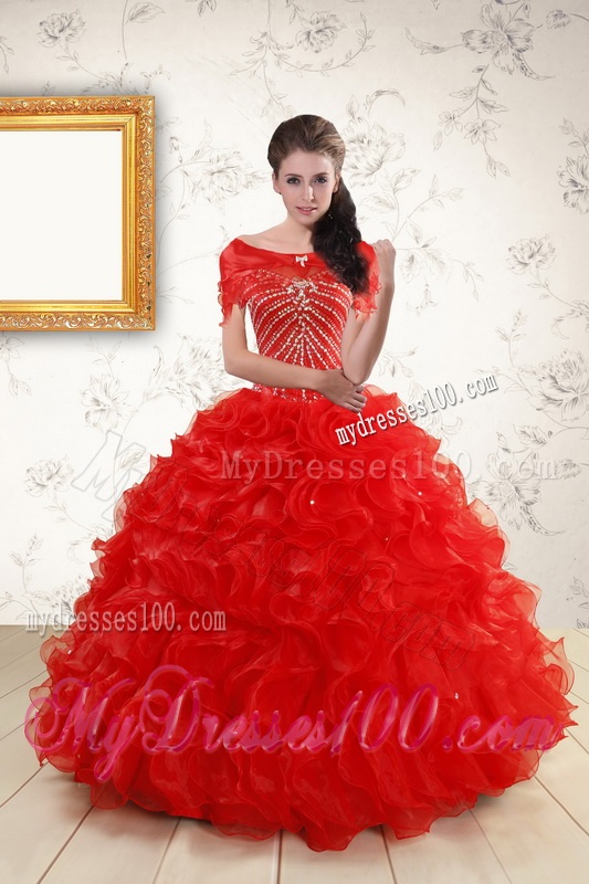 Sweetheart Beading Perfect Red Quinceanera Dresses for 2016