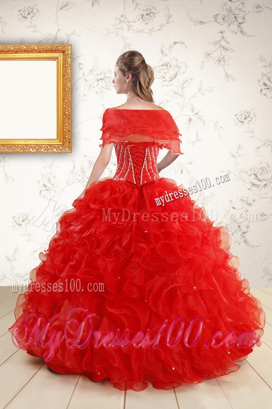 Sweetheart Beading Perfect Red Quinceanera Dresses for 2016