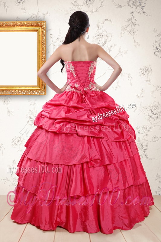 2016 The Super Hot Appliques Sweet 16 Dresses in Coral Red