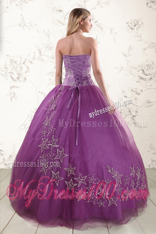 2016 Beautiful Sweetheart Purple Quinceanera Dresses with Appliques