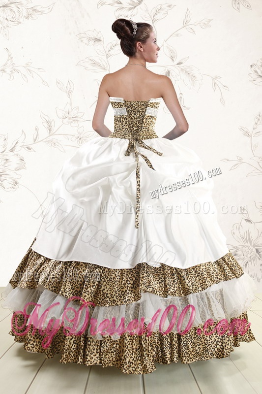 2016 Unique Leopard Quinceanera Dresses with Hand Made Flower