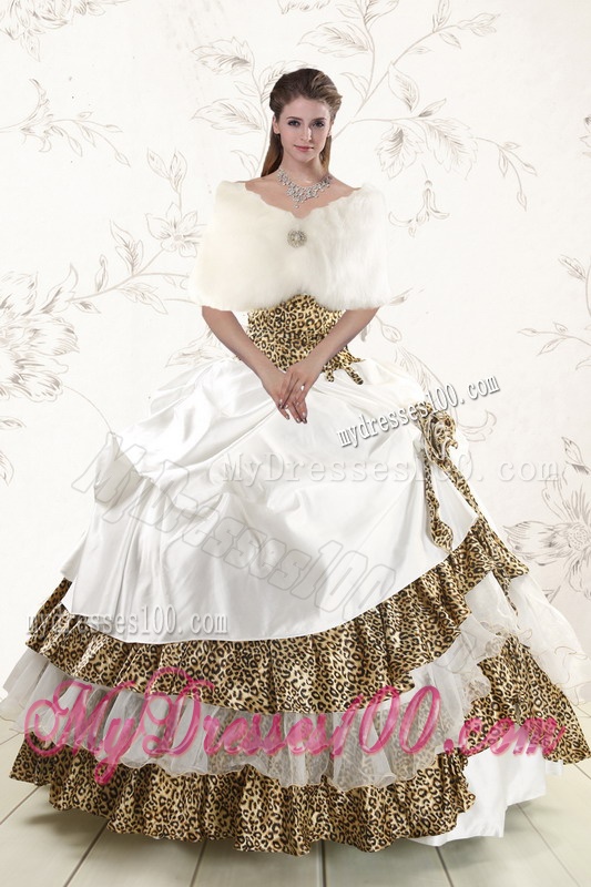 2016 Unique Leopard Quinceanera Dresses with Hand Made Flower